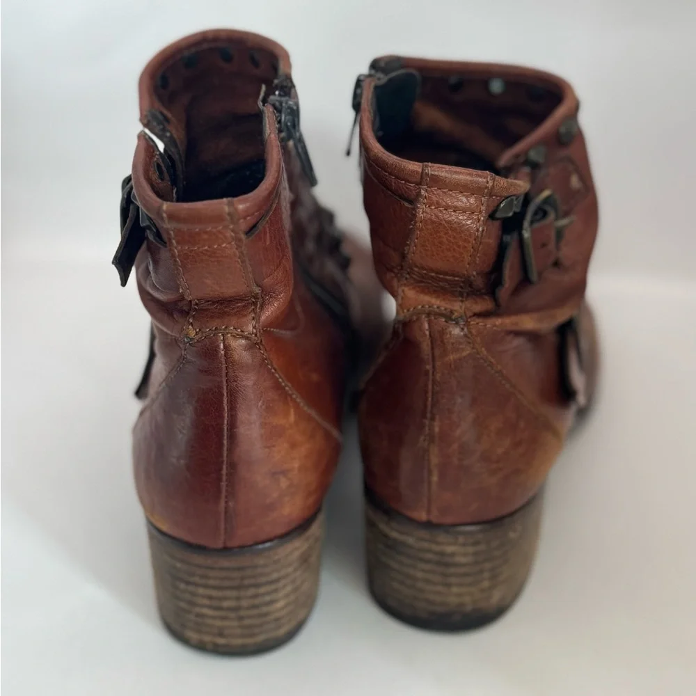 Paul Green Munchen Women’s US 6.5 Cowboy Western Style Brown Leather Ankle Boots